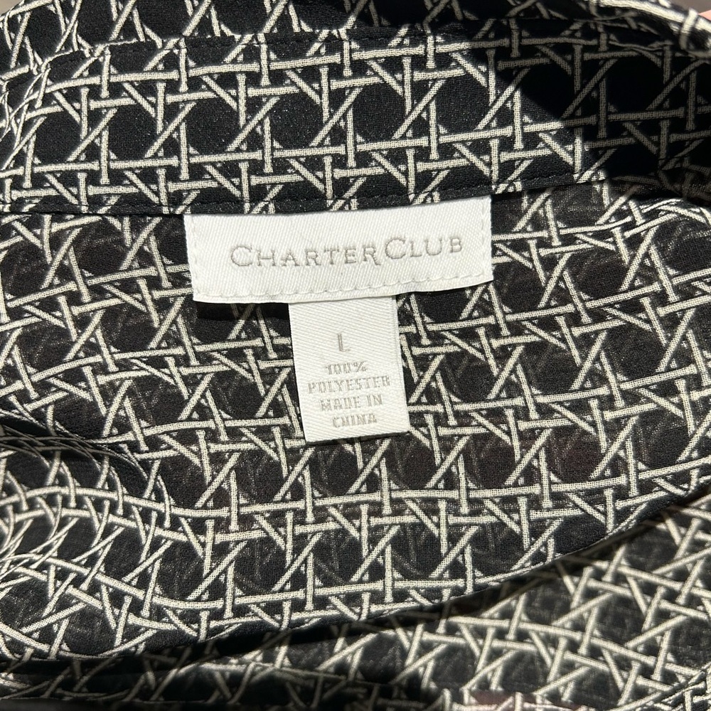 Charter Club Black and White Button Down Shirt - Picture 4 of 4